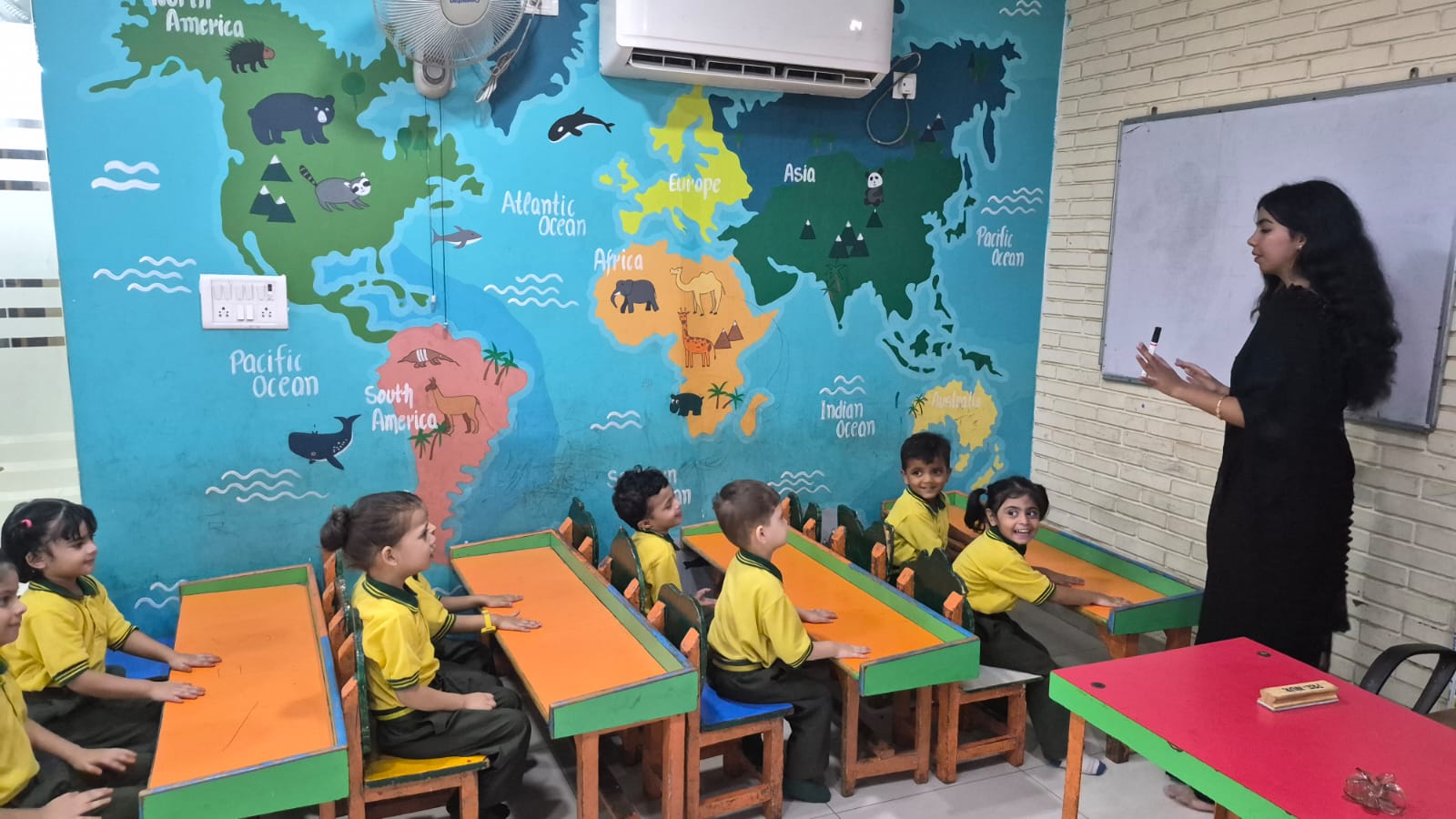 Kindergarten students learning through play